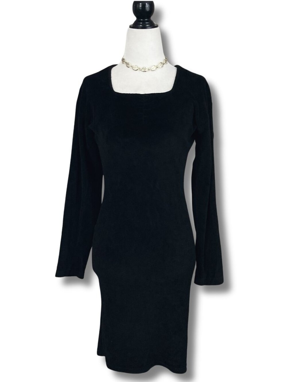 VINTAGE Jonathan Miller black velour pencil dress ~ Goth XS SMALL wiggle dress
